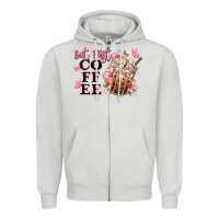 Dove Grey but first coffee floral Zipper Hoodie - JahusDesignShop