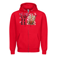 Red but first coffee floral Zipper Hoodie - JahusDesignShop