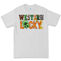 Dove Grey Western lucky with clover St. Patricks day Premium Tee - HowdyJamesFarm