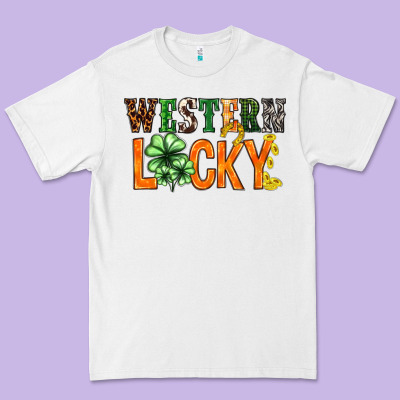 Western Lucky With Clover St. Patricks Day Premium Tee Designed By Howdyjamesfarm