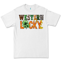 White Western lucky with clover St. Patricks day Premium Tee - HowdyJamesFarm