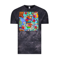Cloud Black hippie coffee cups and flowers and peace seamless pattern bbs Vintage Tee - BundleAndBundleShop