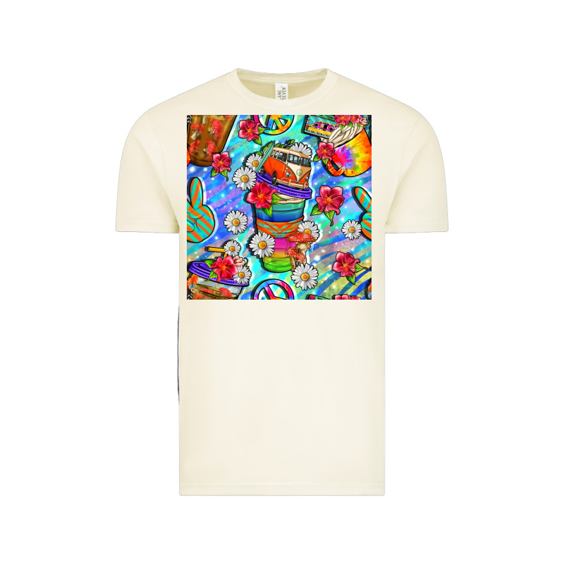 Hippie Coffee Cups And Flowers And Peace Seamless Pattern Bbs Vintage Tee by BundleAndBundleShop | Teevron