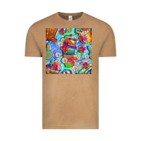 Vintage Camel hippie coffee cups and flowers and peace seamless pattern bbs Vintage Tee - BundleAndBundleShop