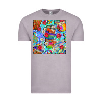 Vintage Zinc hippie coffee cups and flowers and peace seamless pattern bbs Vintage Tee - BundleAndBundleShop