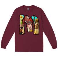 Burgundy farm life alphabet lowercase letters m Long Sleeve Tee - BundleAndBundleShop