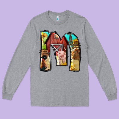 Farm Life Alphabet Lowercase Letters M Long Sleeve Tee Designed By Bundleandbundleshop