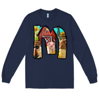 Navy farm life alphabet lowercase letters m Long Sleeve Tee - BundleAndBundleShop