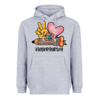 Heather Grey peace love kindergarten Heavyweight Hoodie - JahusDesignShop