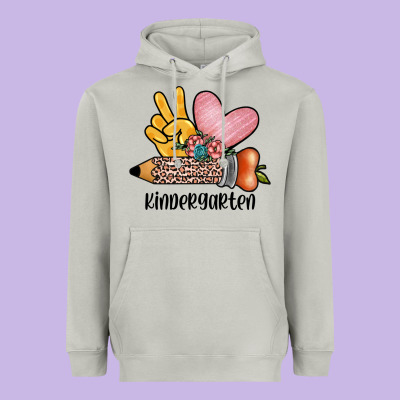 Peace Love Kindergarten Heavyweight Hoodie Designed By Jahusdesignshop