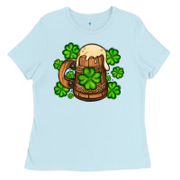 Baby Blue St. Patrick's Beer and shamrock Ladies Tee - OliviaCreatesArt
