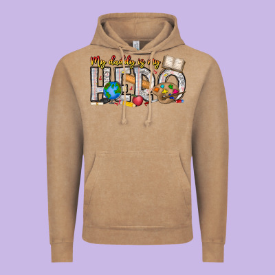 My Daddy Is My Hero Teacher Vintage Hoodie Designed By Cowhidedigitalart