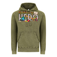 Vintage Olive My Daddy is my Hero Teacher Vintage Hoodie - CowhideDigitalArt