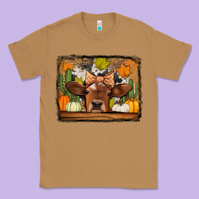 Fall Cow Classic Tee Designed By Jasminsmagicworld
