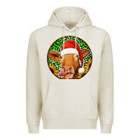 Oatmeal Heather christmas circle earrings Premium Hoodie - Jasminsmagicworld