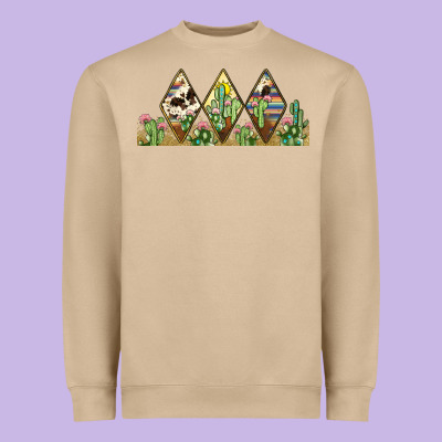 Cactus Cowhide Serape Heavyweight Sweatshirt Designed By Jahusdesignshop