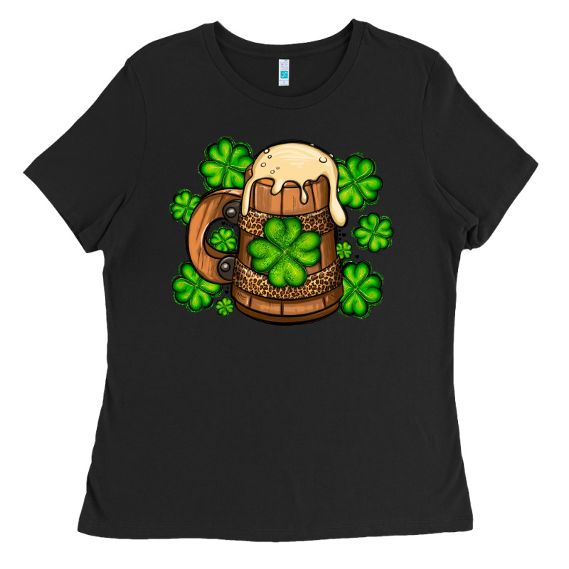 St. Patrick's Beer And Shamrock Ladies Tee by OliviaCreatesArt | Teevron
