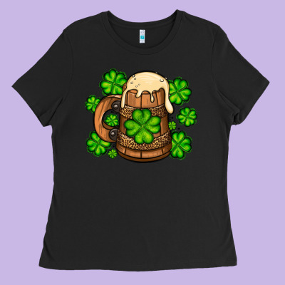 St. Patrick's Beer And Shamrock Ladies Tee Designed By Oliviacreatesart