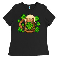 Black St. Patrick's Beer and shamrock Ladies Tee - OliviaCreatesArt