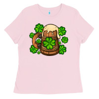 Bubblegum Pink St. Patrick's Beer and shamrock Ladies Tee - OliviaCreatesArt