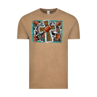 Vintage Coffee football cross aztec leopard background Vintage Tee - RanaPortraitStore