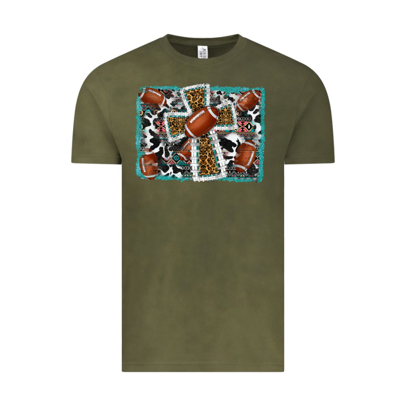 Football Cross Aztec Leopard Background Vintage Tee by RanaPortraitStore | Teevron