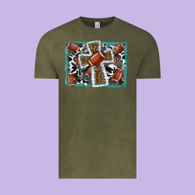 Football Cross Aztec Leopard Background Vintage Tee Designed By Ranaportraitstore