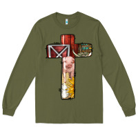 Army Green farm life alphabet lowercase letters t Long Sleeve Tee - BundleAndBundleShop