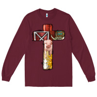 Burgundy farm life alphabet lowercase letters t Long Sleeve Tee - BundleAndBundleShop