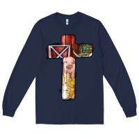 Navy farm life alphabet lowercase letters t Long Sleeve Tee - BundleAndBundleShop