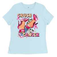 Baby Blue Crush Breast Cancer Ladies Tee - FaDigitalArtStudio