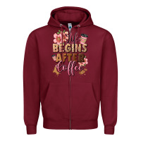 Burgundy life begins after coffee Zipper Hoodie - JahusDesignShop