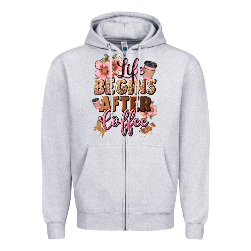 Life Begins After Coffee Zipper Hoodie by JahusDesignShop | Teevron