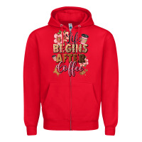 Red life begins after coffee Zipper Hoodie - JahusDesignShop