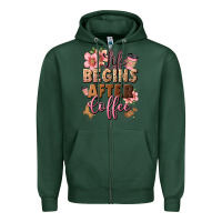 Sports Green life begins after coffee Zipper Hoodie - JahusDesignShop