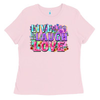 Bubblegum Pink Live laugh love hippie Valentine's Day Ladies Tee - FaDigitalArtStudio