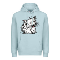 Blue Mist Drawing Cat Premium Hoodie - RacoonDesign