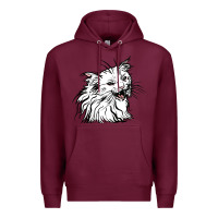 Burgundy Drawing Cat Premium Hoodie - RacoonDesign