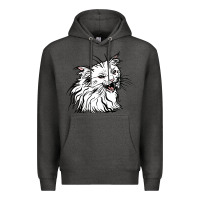 Charcoal Heather Drawing Cat Premium Hoodie - RacoonDesign