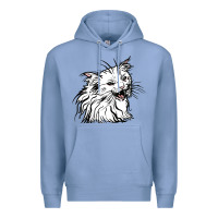 Colony Blue Drawing Cat Premium Hoodie - RacoonDesign
