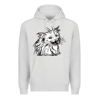 Dove Grey Drawing Cat Premium Hoodie - RacoonDesign