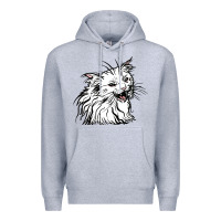 Heather Grey Drawing Cat Premium Hoodie - RacoonDesign