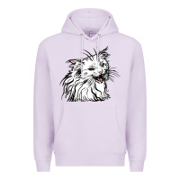 Lilac Drawing Cat Premium Hoodie - RacoonDesign