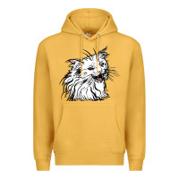 Mustard Drawing Cat Premium Hoodie - RacoonDesign