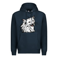 Navy Drawing Cat Premium Hoodie - RacoonDesign