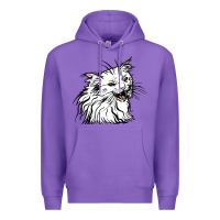 Purple Drawing Cat Premium Hoodie - RacoonDesign