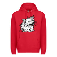 Red Drawing Cat Premium Hoodie - RacoonDesign