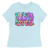 Baby Blue Live laugh love hippie Valentine's Day Ladies Tee - FaDigitalArtStudio
