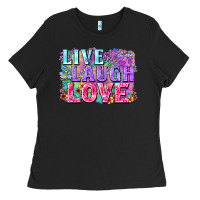 Black Live laugh love hippie Valentine's Day Ladies Tee - FaDigitalArtStudio