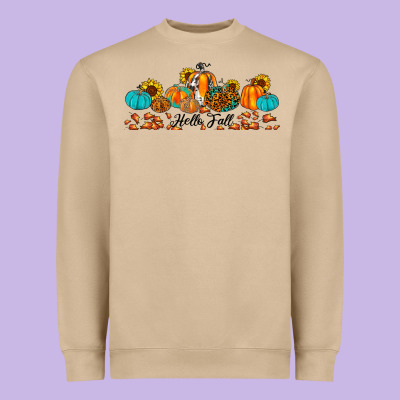 Hello Fall Pumpkin Sunflower Heavyweight Sweatshirt Designed By Jahusdesignshop
